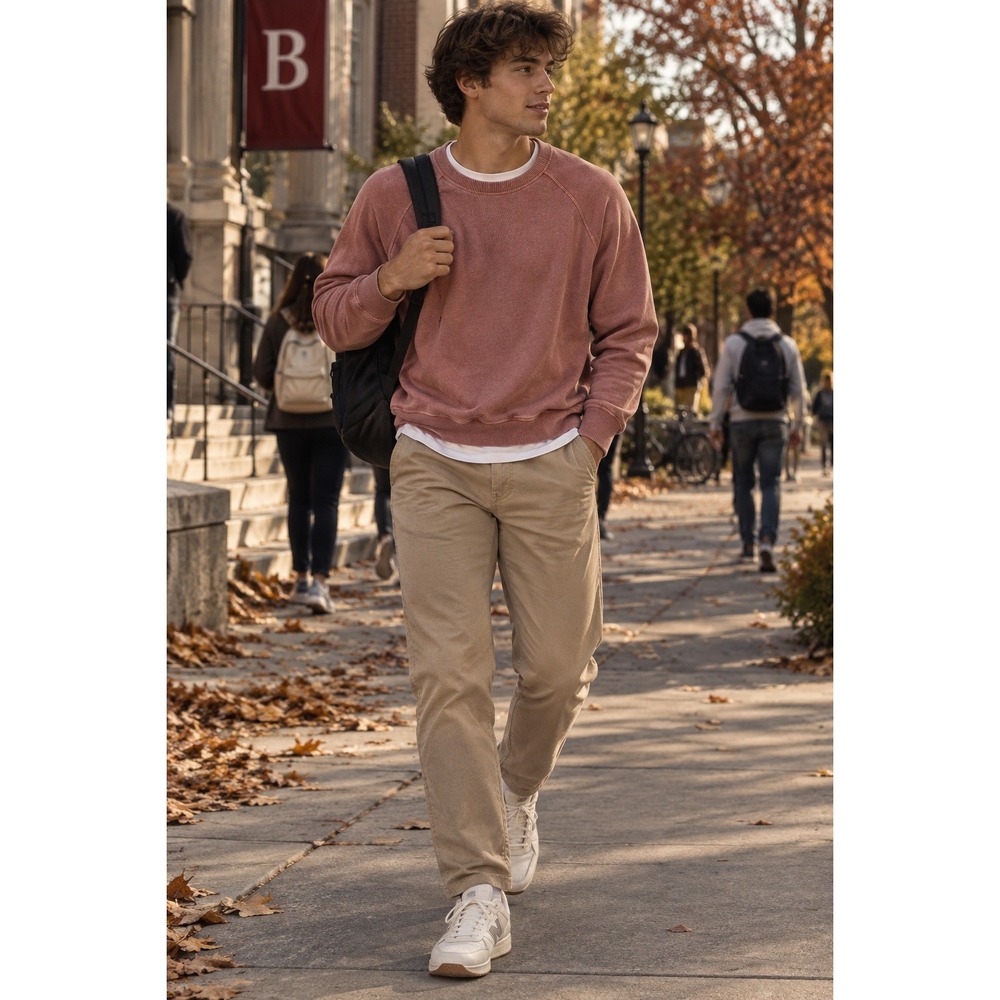 Outerknown pullover organic cotton md terracotta fall layering raglan cozy mens
